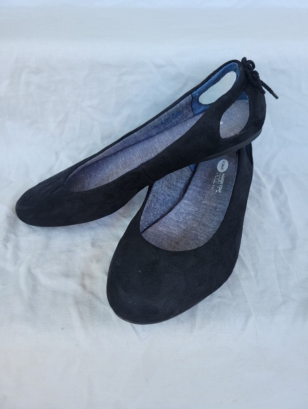 Dr. Scholl's Black Faux Suede Ballet Flats with Back Tie Size 8
